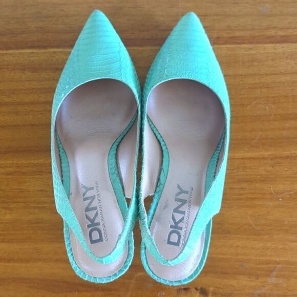 DKNY Coastal Beach Mermaid Tropical Chic Leather Snakeskin Textured Slingbacks 6 - Picture 10 of 10